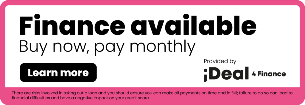Finance available banner in fuchsia