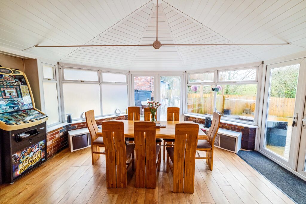 A conservatory with internal insulation.